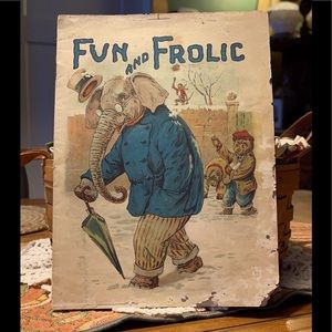 Antique c1900 Nursery Rhyme Book FUN & FROLIC - great Illustrations 🥰